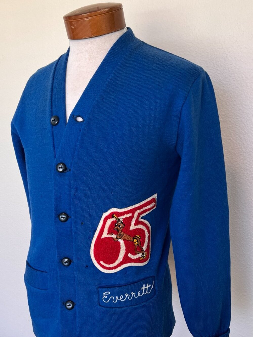 Vintage 1955 Letterman Cardigan Sweater - Size Medium - Stanley Andrews